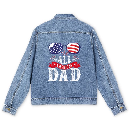 All American Dad America Pride US Patriot Men's Denim Jackets