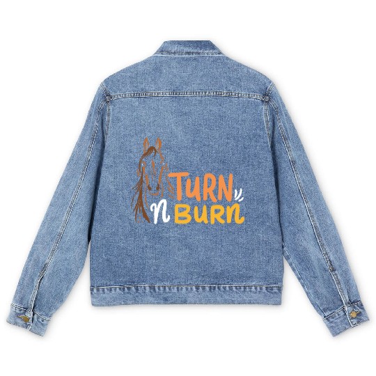 DESIGNEquestrian Fun Barrel Racing Turn N Burn Men's Denim Jackets