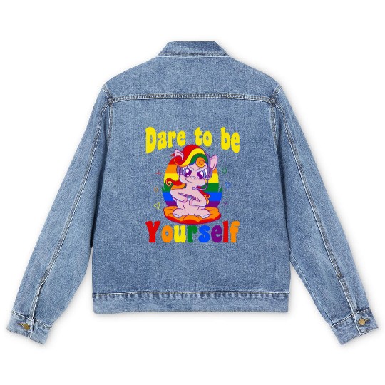 Dare to be Gaymer Lesbian Girl Gamer gift Men's Denim Jackets