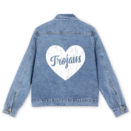 Trojans School Sports Fan Team Spirit Mascot He Men's Denim Jackets