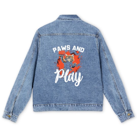 Basketball Cat Basketball Player I Love Basketball Men's Denim Jackets