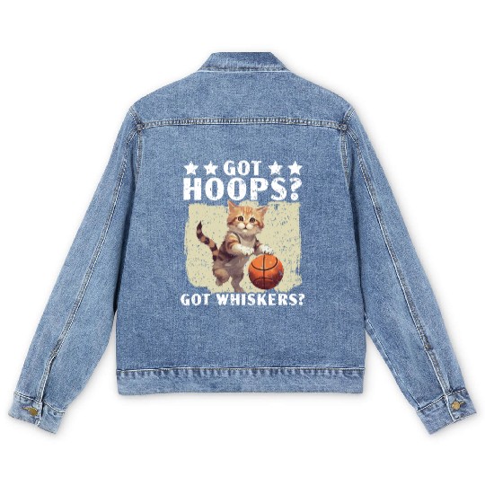 Basketball Cat Basketball Player I Love Basketball Men's Denim Jackets