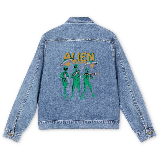 Protect Area 51 Aliens Men's Denim Jackets
