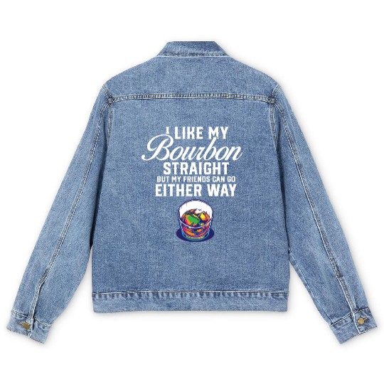 LGBT Proud Ally I Like My Bourbon Straight Gay Men's Denim Jackets