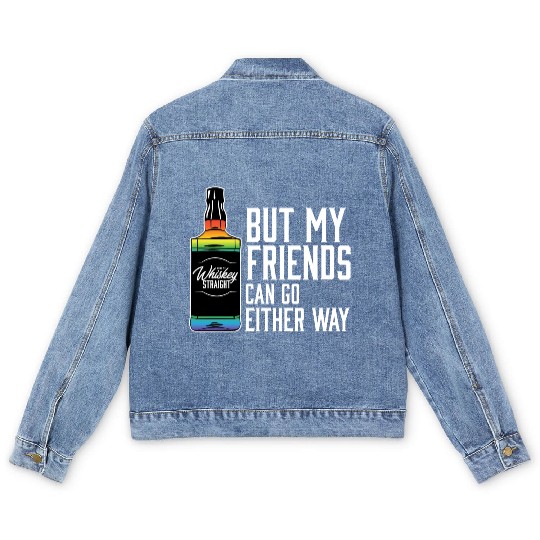 Proud Ally LGBT I Like My Bourbon Straight LGBTQ Men's Denim Jackets