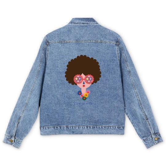 Cute Frida Kahlo In Colorful Summer Vacation Men's Denim Jackets
