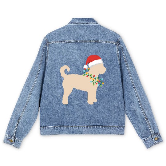 Goldendoodle Doodle Lights Necklace Puppy Men's Denim Jackets