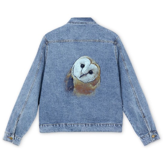 Barn Owl Painting Owl Men's Denim Jackets