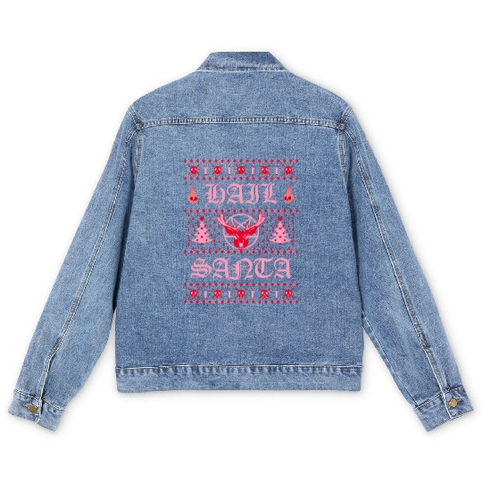 Hail Santa Ugly Pentagram Pastel Goth Men's Denim Jackets