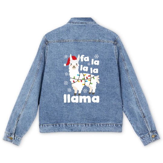Fa La La Llama Falala Kawaii Snow Lamb Men's Denim Jackets