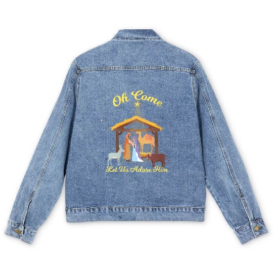 Let Us Adore Him - Advent Nativity Scene North Men's Denim Jackets