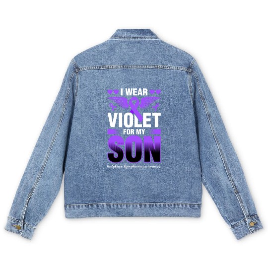 I Wear Violet For My Son Hodgkins Lymphoma Men's Denim Jackets