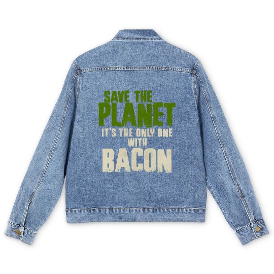Save The Planet Bacon Lover Men's Denim Jackets