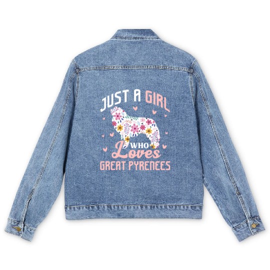 Just A Girl Who Loves Great Pyrenees Men's Denim Jackets