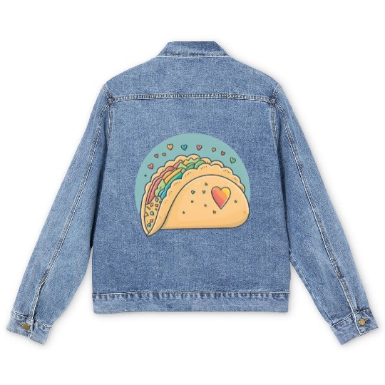 Taco-Lover I Love Tacos Heart Spicy Foodie Men's Denim Jackets