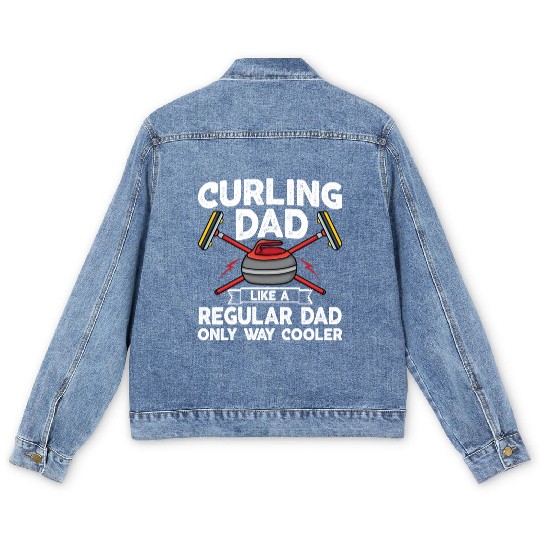 Curling Dad Like A Regular Dad But Cooler Retro Men's Denim Jackets