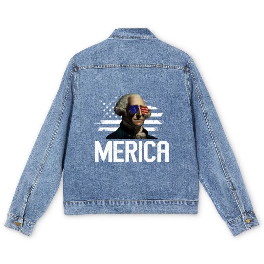 Merica George Washington Independence Day Men's Denim Jackets