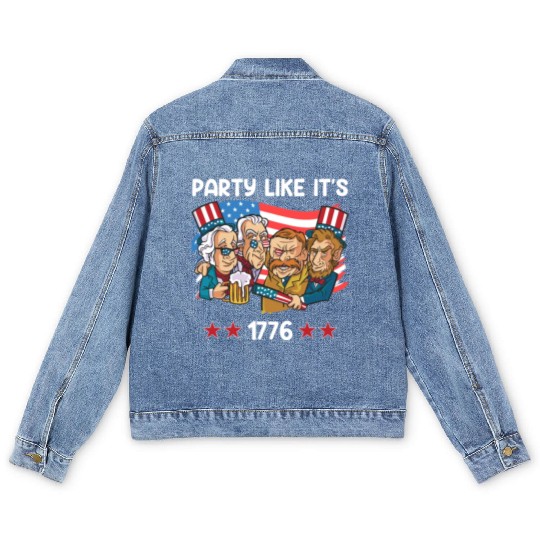 Party like it's 1776 Independence Day Presidents Men's Denim Jackets