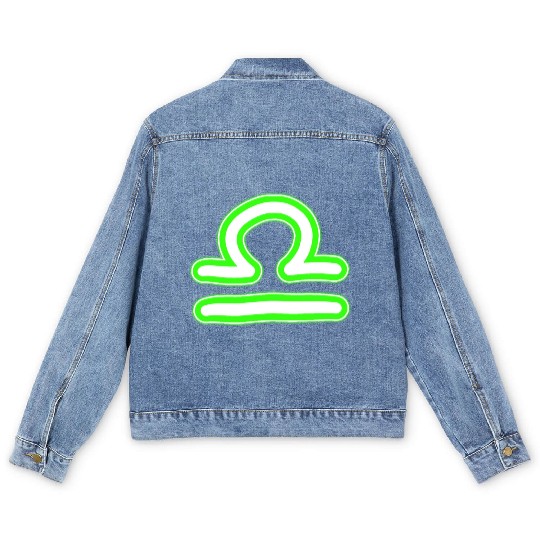 Libra Zodiac Sign Neon Green Men's Denim Jackets