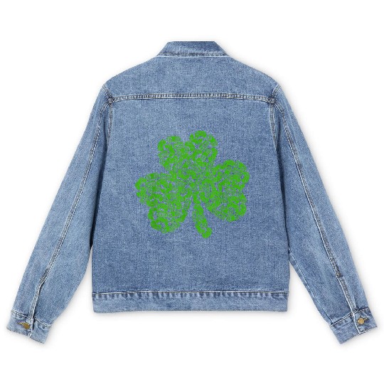 Gamer Game Shamrock St Patricks Day Irish Men's Denim Jackets