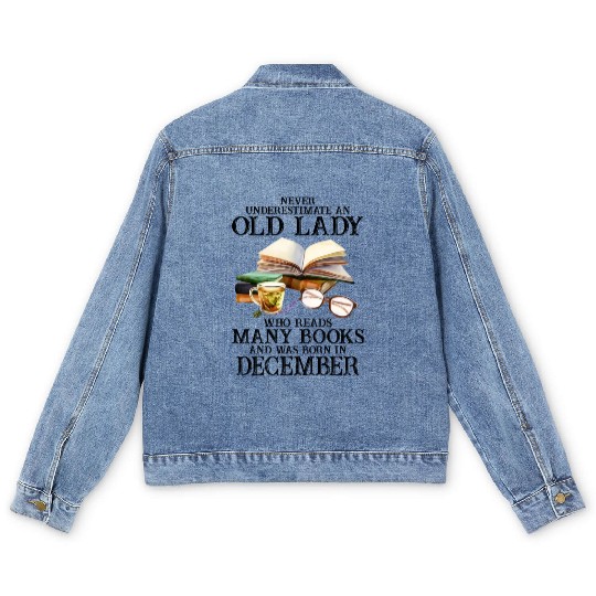 An Old Lady Who Reads Many Books And Was Born In D Men's Denim Jackets