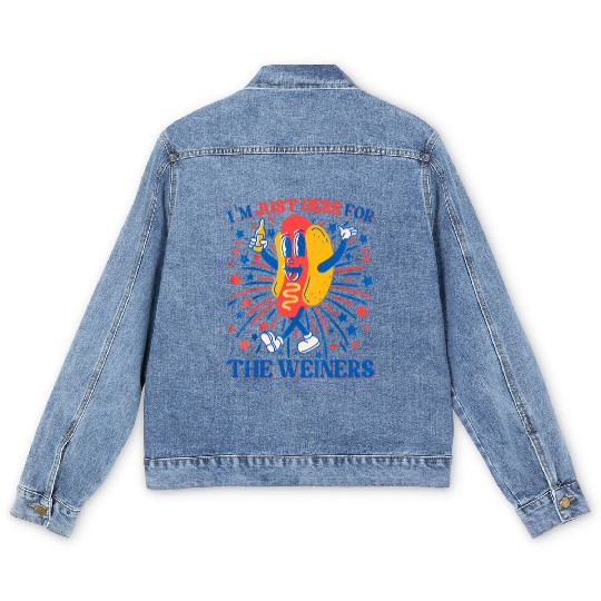 I'm Just Here For The Wieners Men's Denim Jackets