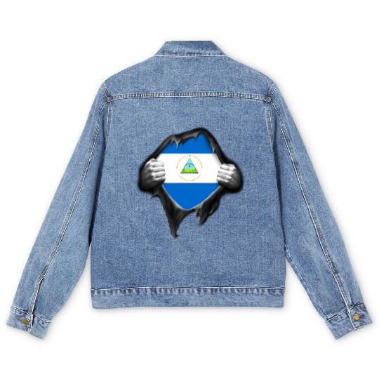 Nicaraguan Flag Proud Nicaragua Men's Denim Jackets