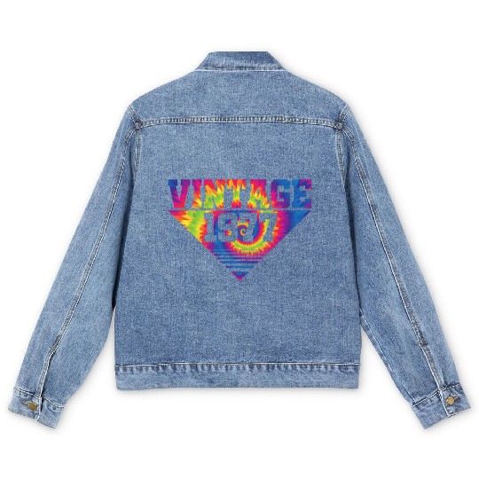 Vintage 1977 Tie Dye Splash Color Triangle Men's Denim Jackets