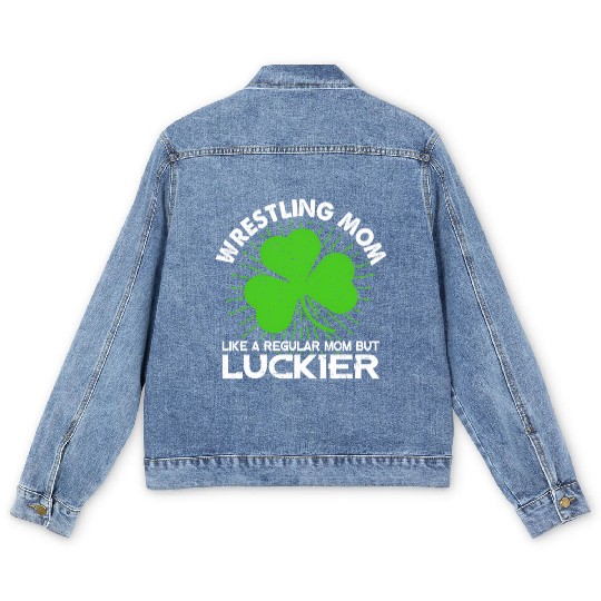 Wrestling Mom St Patrick'S Day Lucky Irish Mama Men's Denim Jackets