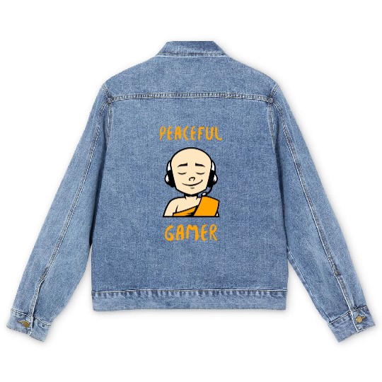 Peaceful Gamer Monk Men's Denim Jackets