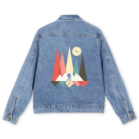 Backpacking Hiking Outdoor Wilderness Mountains Mo Men's Denim Jackets