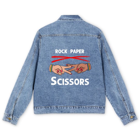 Rock Paper Scissors Funny Lesbian Pride LGBT Men's Denim Jackets