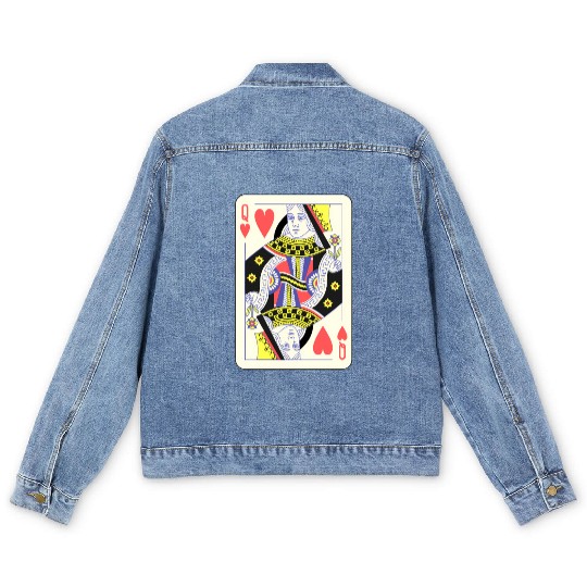 Queen Of Hearts Playing Card Halloween Men's Denim Jackets