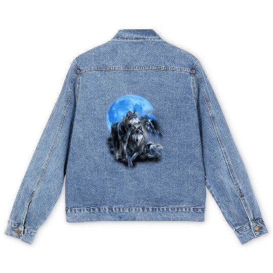 The Mountain Men'S Wolfs Lookout Native American Men's Denim Jackets