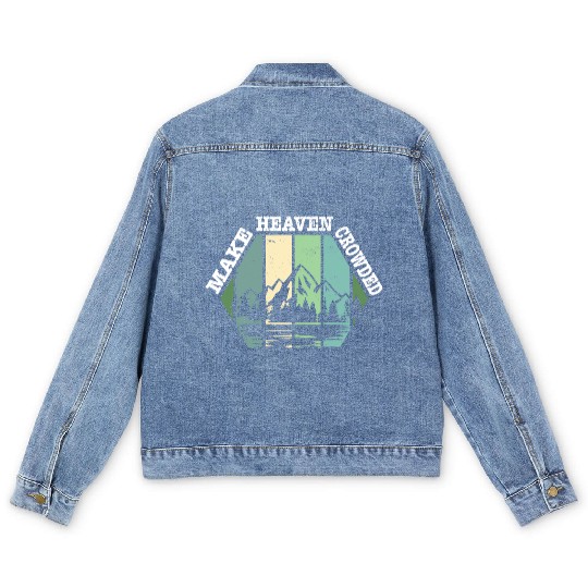 Religious Christian Make Heaven Crowded Jesus Men's Denim Jackets