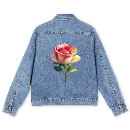 A vintage style of colorful fancy roses. Men's Denim Jackets