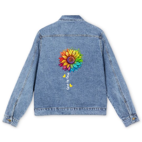 Rainbow Sunflower LGBTQ Lover Pride Community Pun Men's Denim Jackets