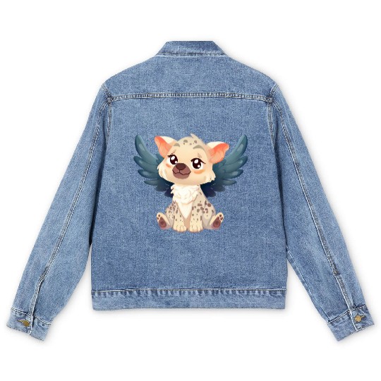 Kawaii Hyena Angel - Sweet Flight through the Men's Denim Jackets