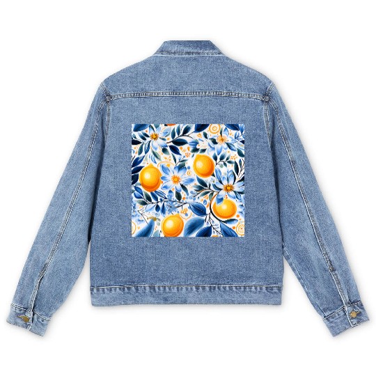 Yellow Lemon Floral Detailed Summer Collection 01 Men's Denim Jackets