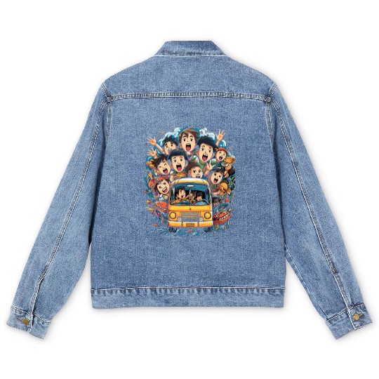 Back to School Pre-K Kindergarten School Bus Men's Denim Jackets