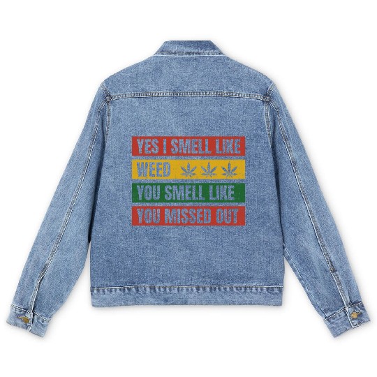 Yes I Smell Like Weed Retro Flag Men's Denim Jackets