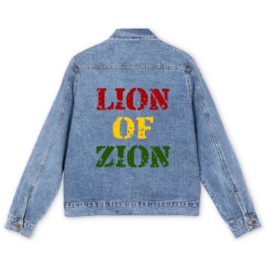 Lion Of Zion Reggae Colors Men's Denim Jackets