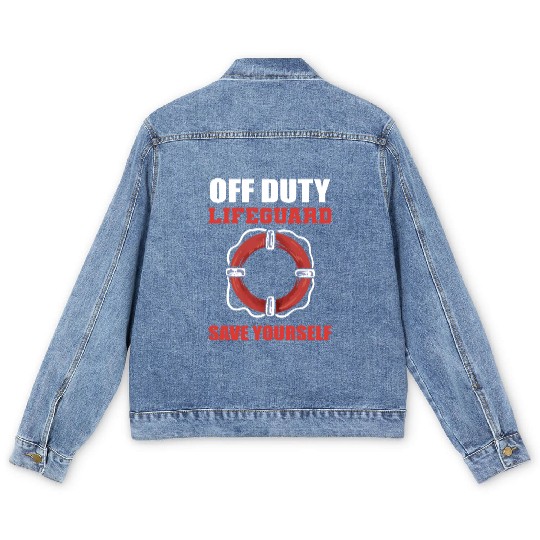 Off Duty Lifeguard Beach Attendant Gift Men's Denim Jackets