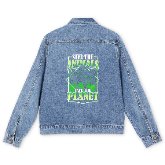 Save The Animals Save The Planet Men's Denim Jackets