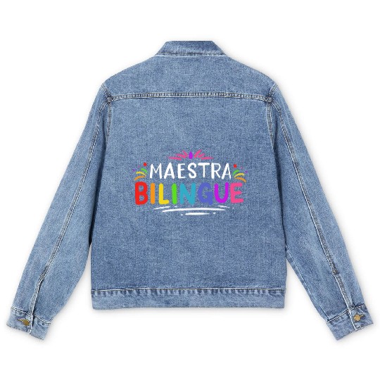 Spanish Teacher quote Men's Denim Jackets