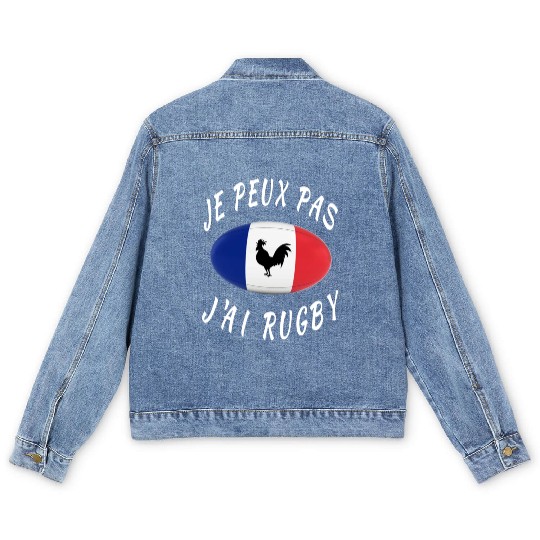 Je Peux Pas J ai Rugby France Rugby Cadeau Men's Denim Jackets