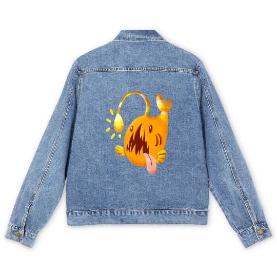The Orange Candy Corn Angler Fish Men's Denim Jackets
