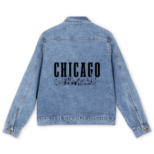 Chicago Skyline Illinois Chicago Pride Men's Denim Jackets