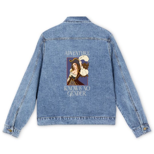 Female Pirate Pirate Ship Woman Pirate Captain Men's Denim Jackets