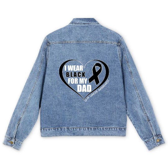 I Wear Black For My Dad Skin Cancer Awareness Men's Denim Jackets